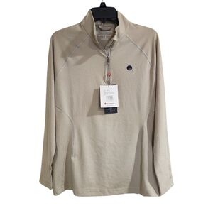 NWT Sunice Womens Sz L 1/4 Zip Pullover Taupe /Nude Golf Performance Coolite